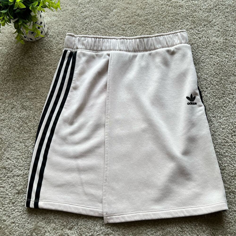 Adidas Light Pink with Stripes Brooklyn Heights Wrap Front Sweat Skirt Small